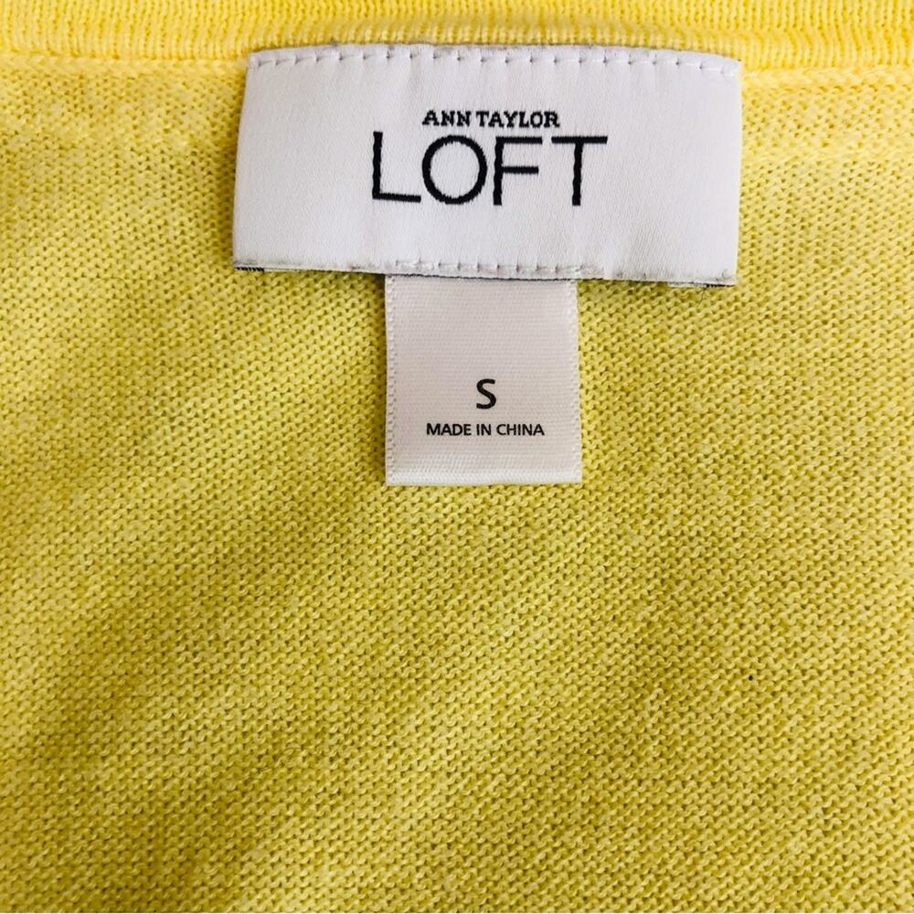 Ann Taylor Loft Light Yellow Lightweight Cardigan Stylish Ruffled V Neckline - Picture 11 of 16
